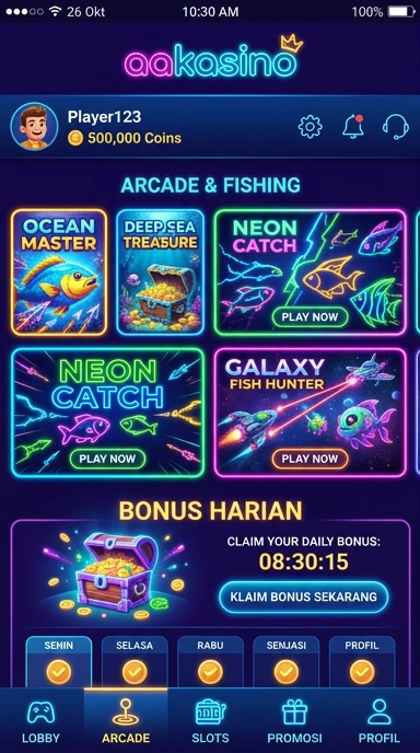 Galeri pratinjau visual aakasino build APK resmi terbaru